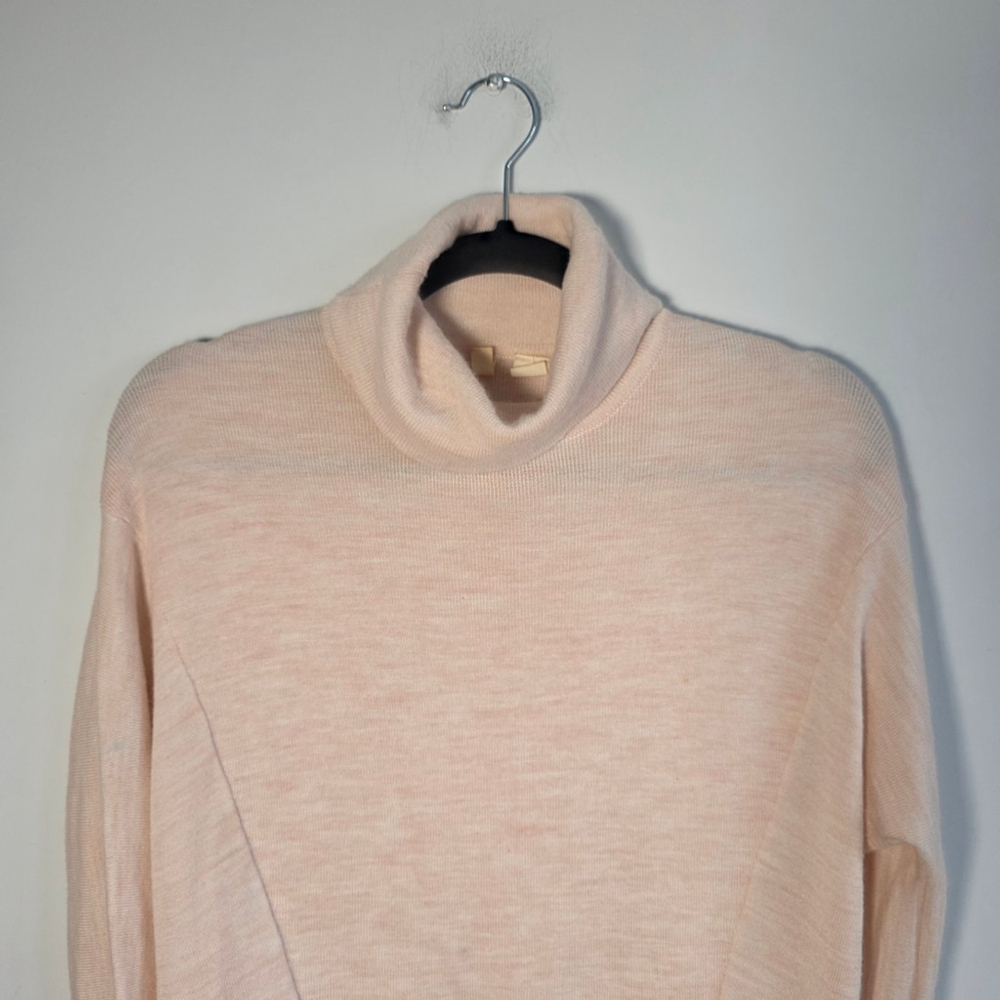 Moth Anthropologie Wool Blend Turtleneck Sweater XS Pink Button Cuff Knit - Picture 4 of 9